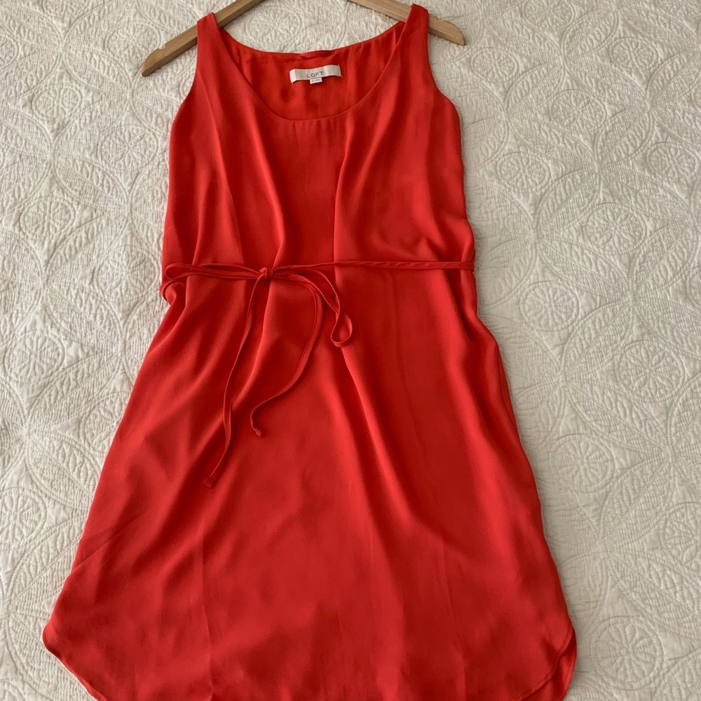 LOFT orange polyester dress XS